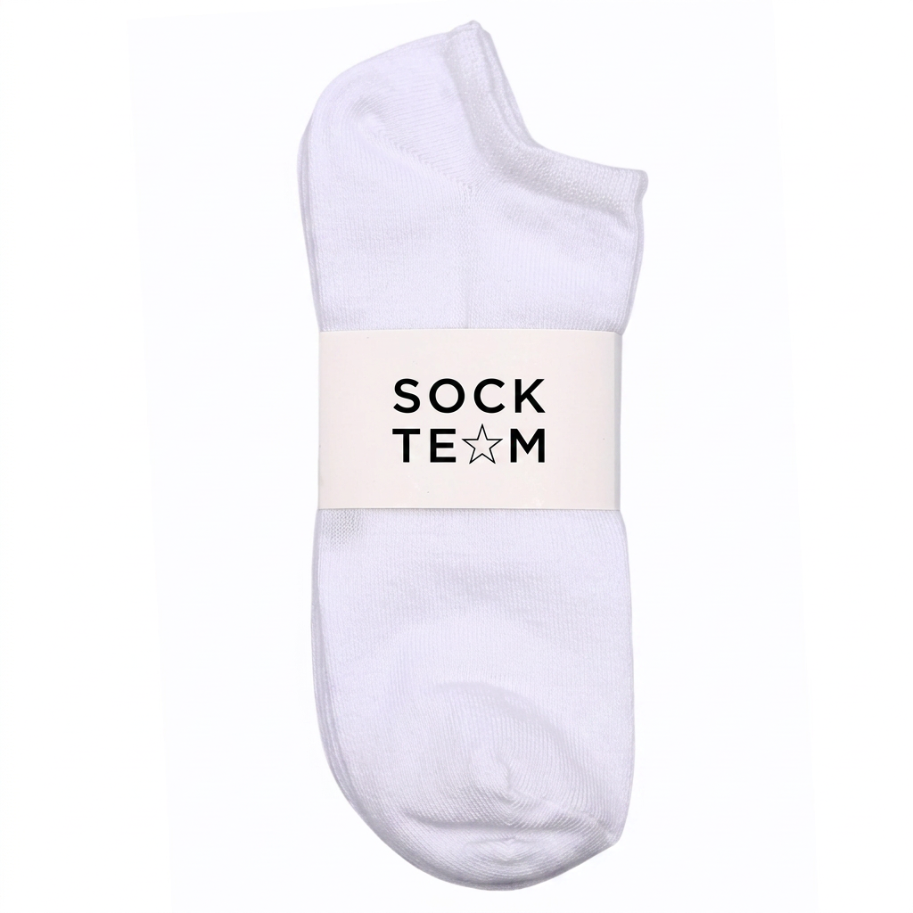 Vit ankelstrumpa med Sockteams logotyp