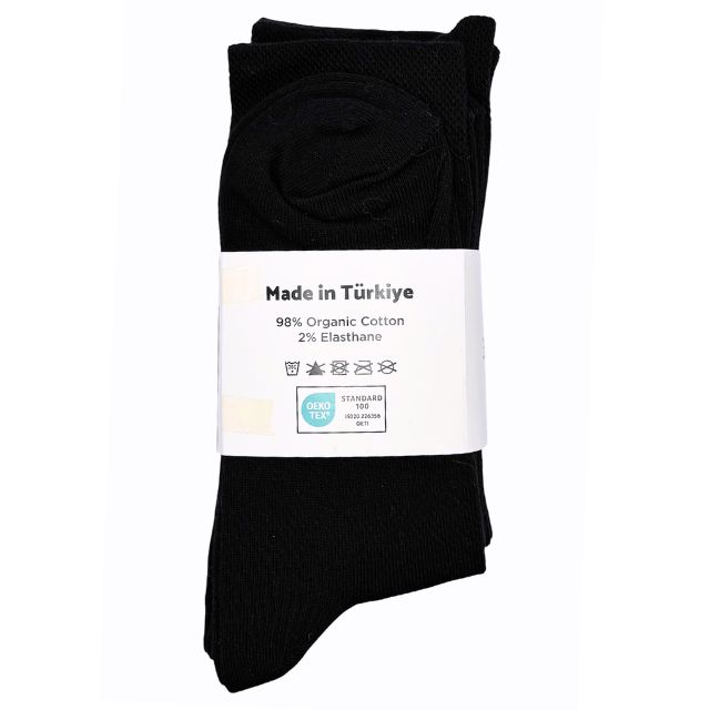 Svart hög strumpa från Sockteam i ekologisk bomull