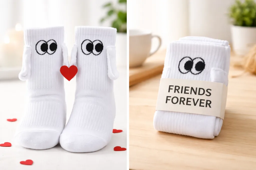 Strumpor från Sockteam med Friends Forever-design som används vid klassförsäljning