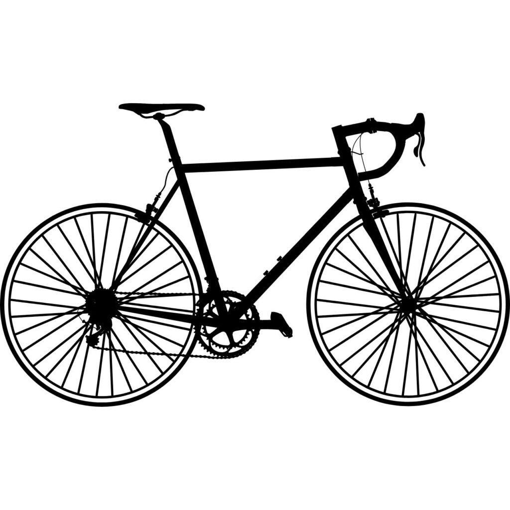 Svartvit bild av en elegant tävlingscykel med rena linjer och avancerad teknik