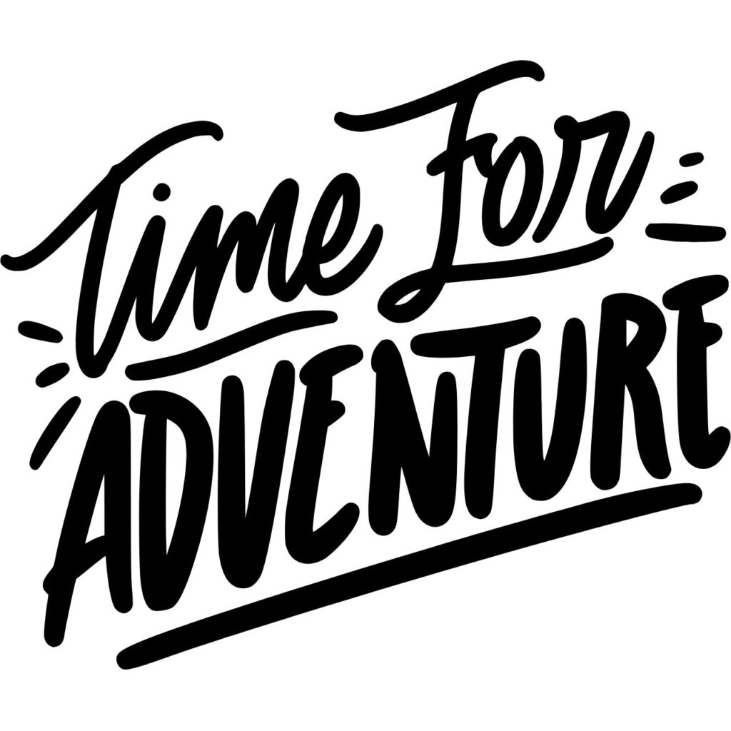 Texten 'Let's Start the Adventure' i en äventyrlig och inspirerande font