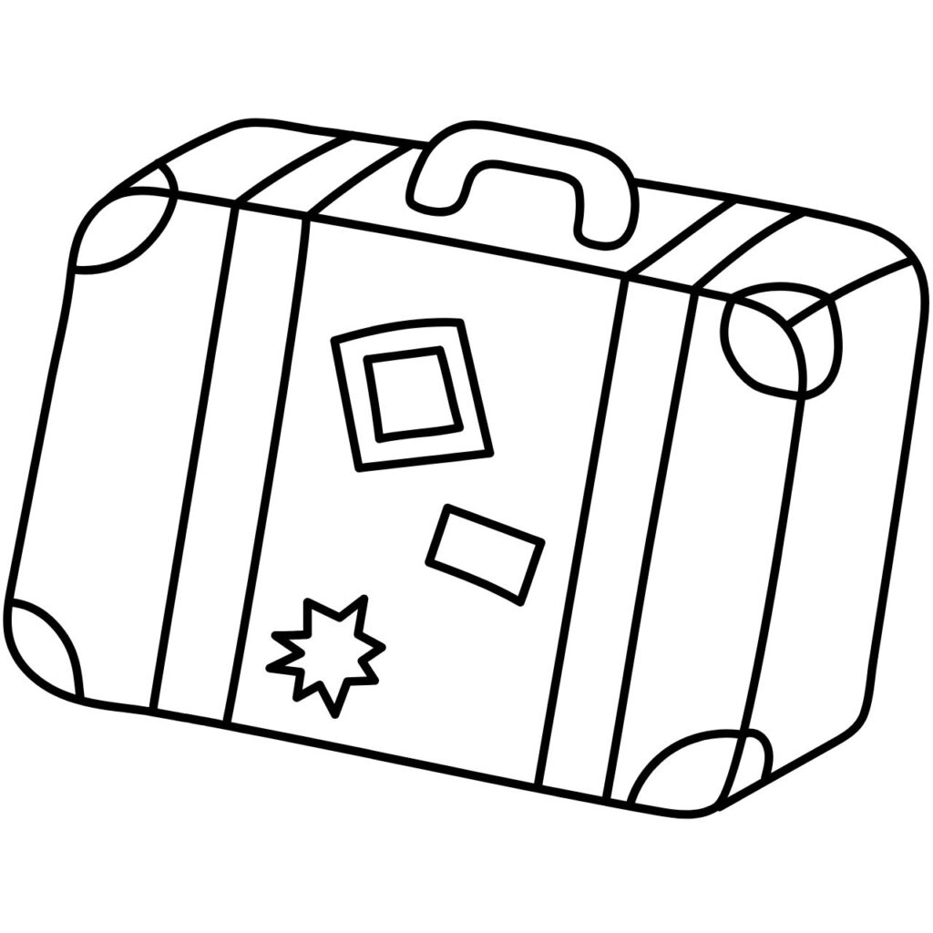 Grafiskt utformad resväska i svartvita linjer, stilren och modern