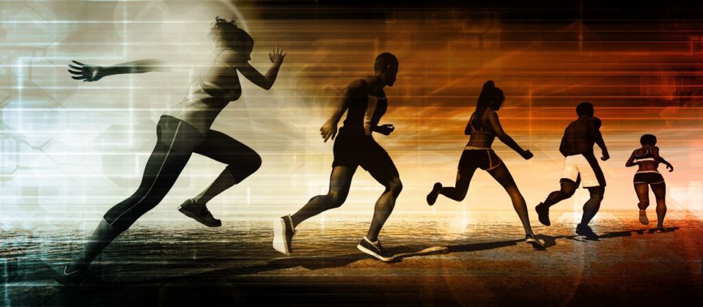 Dynamisk silhouette på löpare i action