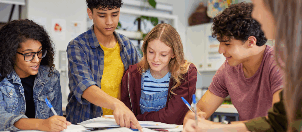 Ungdomar som samarbetar i föreningsförsäljning